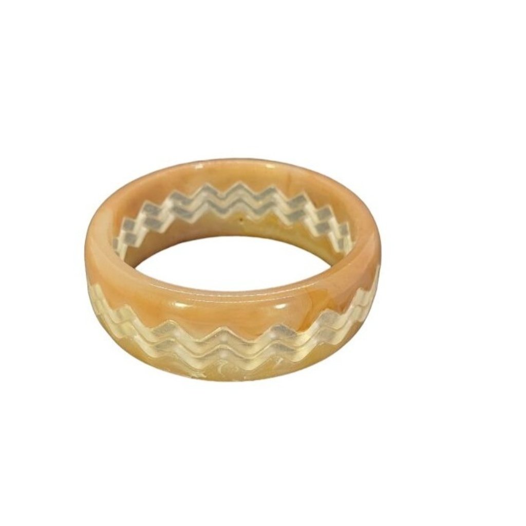 Vintage Bangle Stacked Plastic, Lucite Zigzag 1960s Mod Translucent Set 4 Pieces